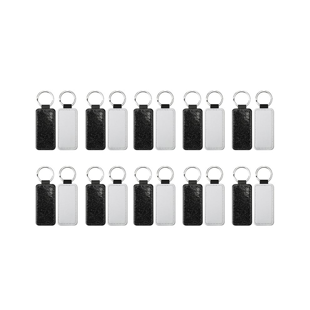 20Pack Sublimation Blanks Keychain Glitter Pu Leather Keychain Heat Transfer Keyring Sublimation Keychains Blank Black 6033069676071