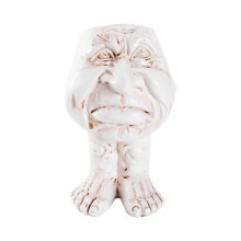 Funny Face Resin Sculpture in Flower Pot with Funny Expression Garden Supplies B
