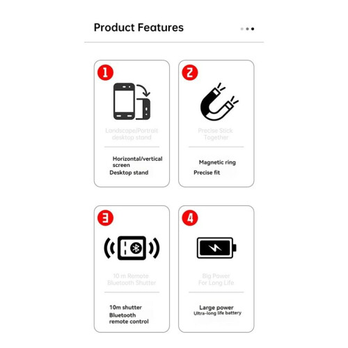 Handheld Selfie Booster, Multi-Functional Video Selfie Vlog Grip, Portable Magnetic Handheld Mobile Phone Stabilizer,A 2