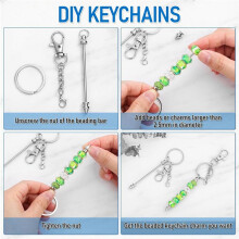 26Pcs Beadable Keychain Bar,Bead Keychain Beaded Keychain for Pendant DIY,Blank Keychain Accessories for Keychain Making