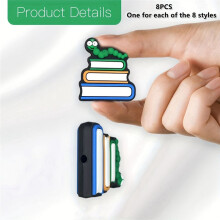 8PCS Silicone Beads Book Pencil Alarm Clock Silicone Beads DIY Bracelet Necklaces Pen Accessories for Jewelry Making