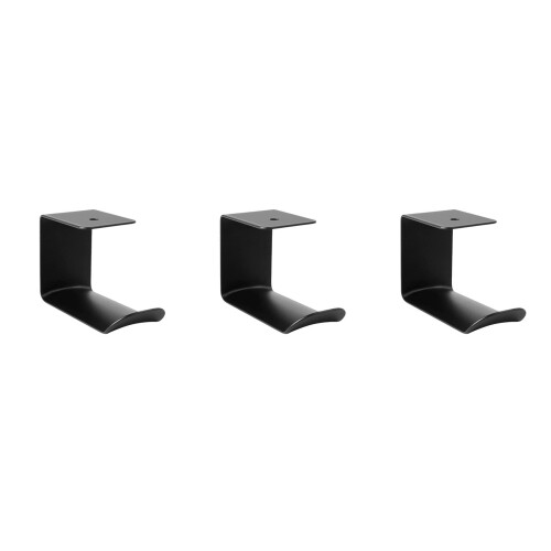 3Pièces Support Casque Noir Métal Robuste Pour Bureau Cybercafé 2