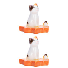 4Pièces Porte-Baguettes Céramique Chat Décor