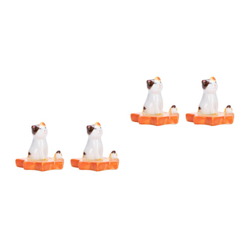 4Pièces Porte-Baguettes Céramique Chat Décor 2