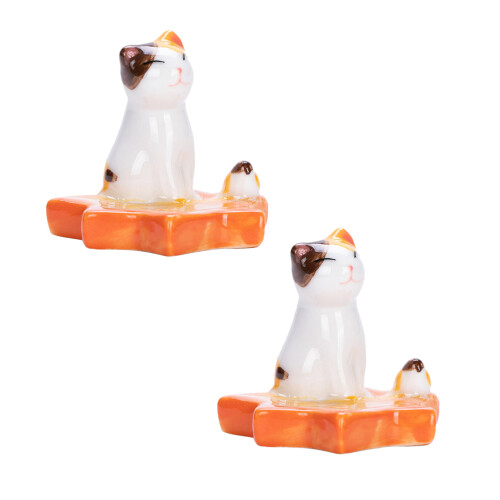 4Pièces Porte-Baguettes Céramique Chat Décor 1