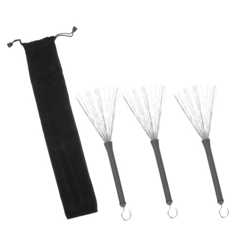 9Pcs Balanced Weight Stainless Steel Drum Brushes with Drawstring Bag 2