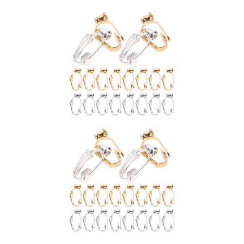 40Pièces Convertisseurs Oreilles DIY Clips Brass Or Argent 1