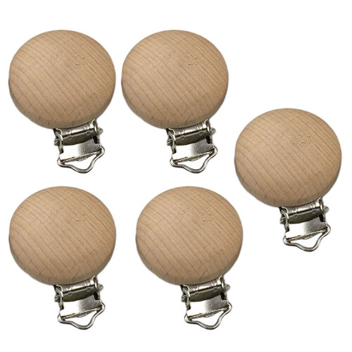 10Pièces Bois Rond Clips Bébé Beige Durable