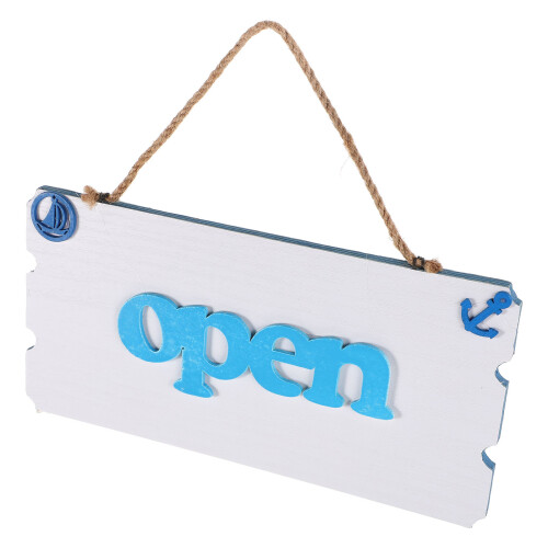 2Pièces Décoration Bois Bleu Ciel Ouvert Fermé Porte 2