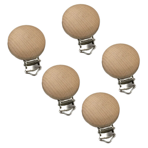 10Pièces Bois Rond Clips Bébé Beige Durable 1