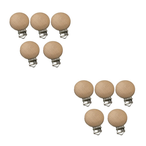 10Pièces Bois Rond Clips Bébé Beige Durable 2
