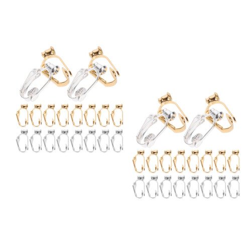 40Pièces Convertisseurs Oreilles DIY Clips Brass Or Argent 2