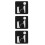 3Pièces Signes Toilettes Hommes Noir Autoadhésifs Pour 6