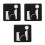 3Pièces Signes Toilettes Hommes Noir Autoadhésifs Pour 5