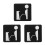 3Pièces Signes Toilettes Hommes Noir Autoadhésifs Pour 8