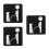 3Pièces Signes Toilettes Hommes Noir Autoadhésifs Pour 7
