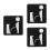 3Pièces Signes Toilettes Hommes Noir Autoadhésifs Pour 4
