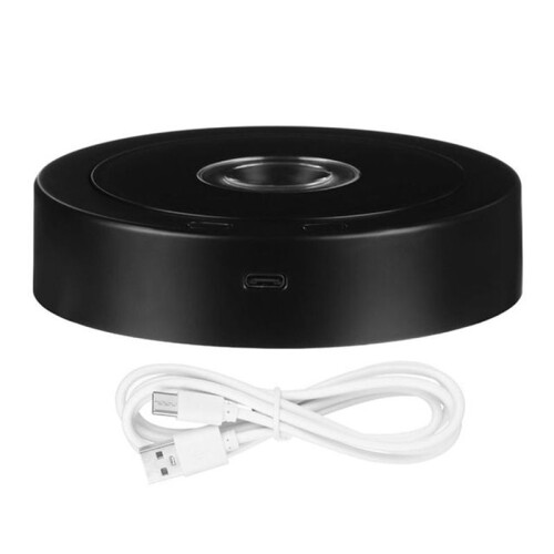 Support Rond LED Rotatif, Base de Présentoir pour Cristaux, Base Éclairée, 8 Modes D'Éclairage, Socles D'Affichage (Noir) 1