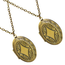 4St Gouden Herdenkings Medaillon Ketting Met Foto Vak En Vintage Look