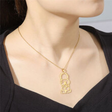 Collier de Dos de Garçon Palestine en Or Rose, Pendentif, Bijoux Tendance de Luxe, Cadeau pour Femmes et Hommes
