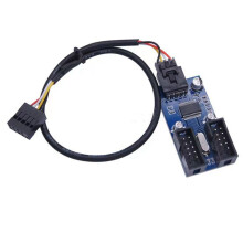 1 in 2 Adapter Cable Motherboard 9pin Connector Usb Pin Plug and  Motherboard Adapter Cable