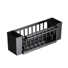 Étagère D'Évier Auto-Drainante, Porte-Éponge à Savon, Porte-Serviettes, Panier à Filtre, Égouttoir D'Évier de Cuisine Noir