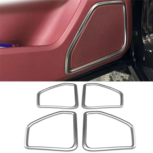 For  Macan 2015-2021 Silver ABS Door Speaker Horn Ring Frame Cover Trim 2