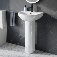 Nes Home White 450mm Round Slim Edge Full Pedestal Basin