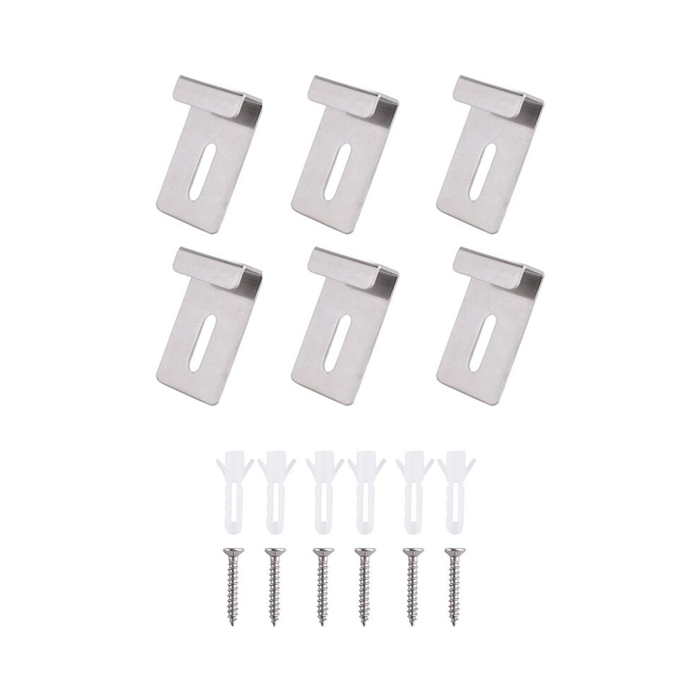 6Pcs Metal Mirror Clips Wide Channel Mirror Hanger Clip Kit Retainer Clips For Mirrors With Screw Mirror Clips Silver 4713224790683
