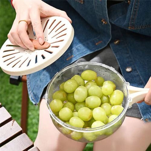 Fruit Drain Basket with Lid Vegetable Washing Bowl Foldable Handle Cleaning Colander Refrigerator Crisper Kitchen Boxes 1