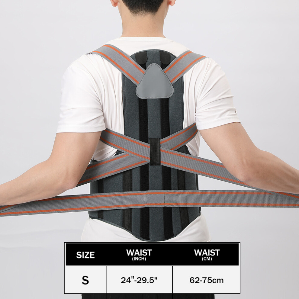 (S) Fitness Training and Daily Use Back Support Belt Adjustable Posture Brace for Men and Women
