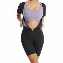 (Blue, XXL) One Piece Women's Fitness Bodysuit Running Training Sweat Shaping Sportswear