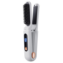 2 in 1 Digital Straightening Comb 3 Temperature Adjustables Hair Flat Iron for Women Female White