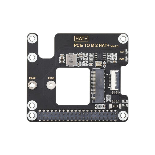 Adaptador PCIe para M.2 para Raspberry Pi 5, Compatível com Protocolo NVMe e Unidade de Estado Sólido M.2, Padrão HAT +