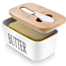 Butter Dish with Lid, Home Decor, Large Butter Dish for Countertop Ceramic Butter Keeper Container Sealing Butter Dish