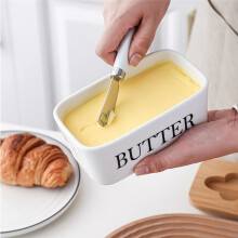 Butter Dish with Lid, Home Decor, Large Butter Dish for Countertop Ceramic Butter Keeper Container Sealing Butter Dish