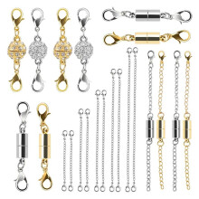 22Pcs Magnetic Jewelry Clasps and Necklace Extenders Gold Silver, Multiple Sizes and Styles Chain Extenders