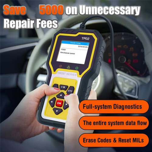 TP02 OBD2 Fault Code Reader Check Engine Diagnostic Scanner for