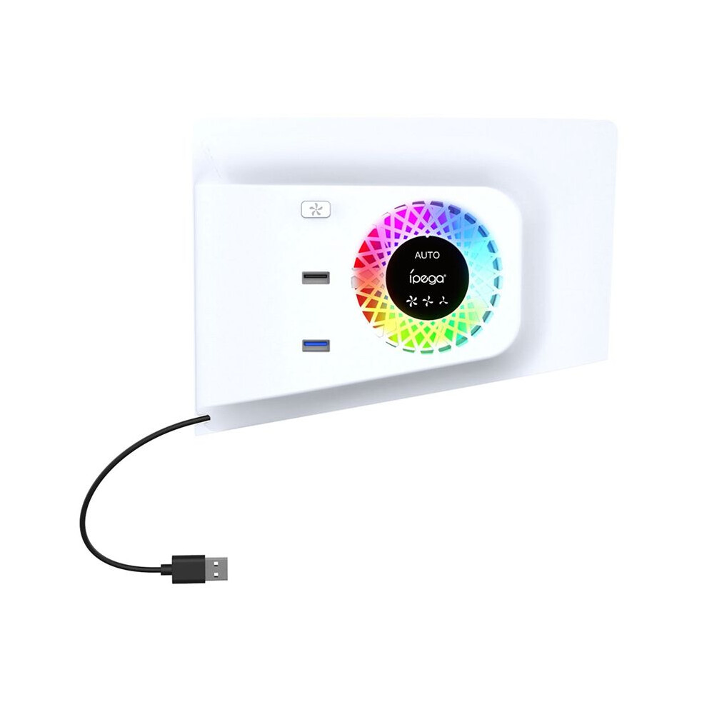 Ipega For Ps5 Slim Temperature Controlled Cooling Fan With Cooler + Usb, Hub With Rgb Lights Pg-P5s019 For 5 Slim 6031718452601