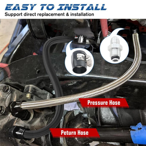 Kit de Mangueira de Bomba de Direção Hidráulica de 25 Polegadas e 6AN para Chevy C10 LS com Conexões de Troca para Linha de Pressão  Tipo 2 2