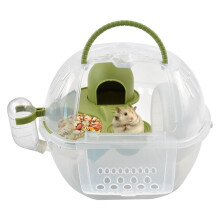 HamsterTravel Carrier,Portable Carrier with Silent Exercise Wheels Water Bottle Food Dish 2Tiers Breathable Carry Case B