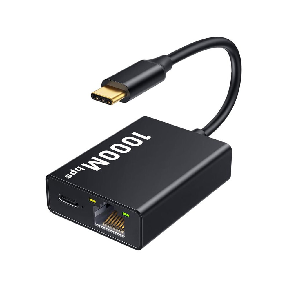 Usb-C Ethernet Adapter 2-In-1 1000Mbps Rj45 Network Converter For Chromecast With Tv Plug And Black 6033710438607