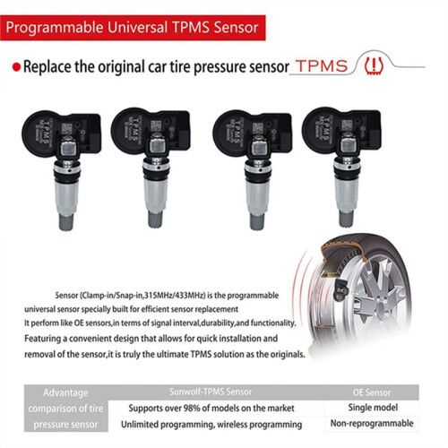 4pcs Programmable MX Sensor 315MHZ+433MHz 2 in 1 TPMS Sensor for Autel Tool TS408 TS508 ITS600 TPMS Tire Pressure Sensor 2