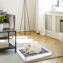 2 Pack Large Rabbit Litter Box, Bunny Restroom Litter Tray, Small Animals Litter Pan Toilet Potty Trainer with Grate