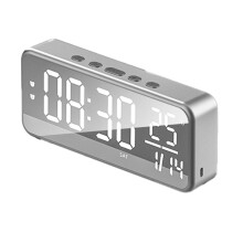 Sound Alarm Clock LED Music Alarm Clock Wall Mounted Desk Clock Student Alarm Clock Temperature Display Dark Grey