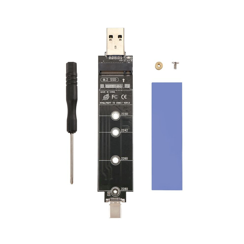 Dual Protocol Type-C Type-A M.2 Nvme Pcie Ngff Usb3.1 Gen2 10Gbps M2 Ssd Case Adapter Card For 2230/2242/2260/2280 Ssd 6134220619422