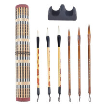 8 Pièces Pinceaux de Calligraphie Chinoise Pinceaux Aquarelle Peinture Pinceau D'Écriture Porte-Pinceau pour Débutant