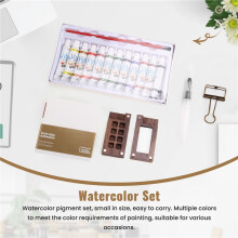 2-Teiliges Pocketartist Aquarell-Reiseset, Farbpalette, Reiseset, Aquarell, Walnuss-Palette, Reise-Aquarell-Palette
