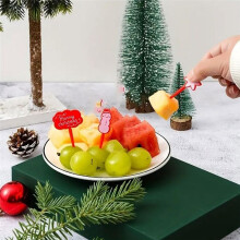 Pique-Fruits sur le Thème de Noël, Ensemble de Pique-Fourchettes pour Fruits et Aliments, Fourchettes à Cure-Dents, Cure-Dents Réutilisables pour