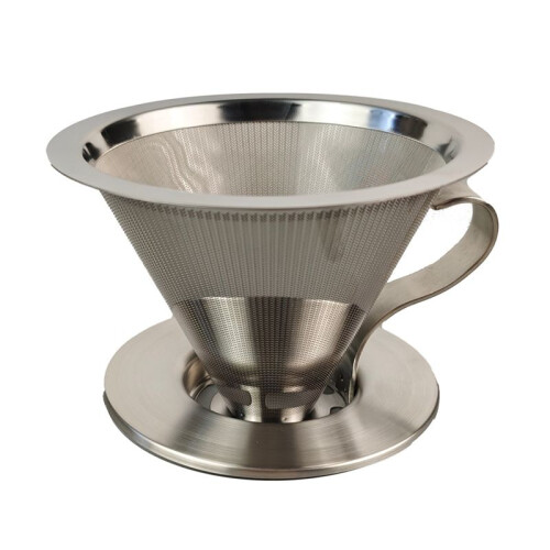Stainless Steel Coffee Dripper Handle Coffee Filter with Base Paperless Filter Coffee Filter Tea Filter